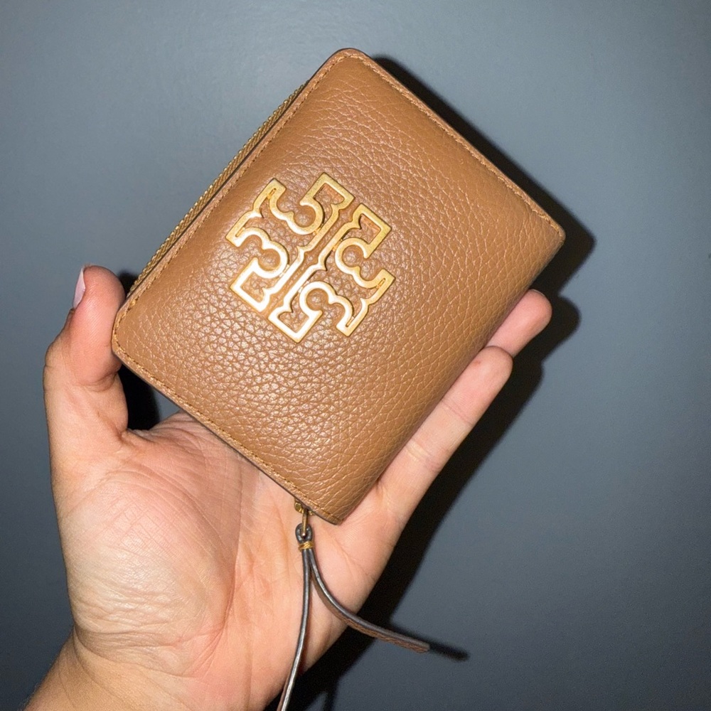 Tory Burch Tan Wallet with Gold Logo